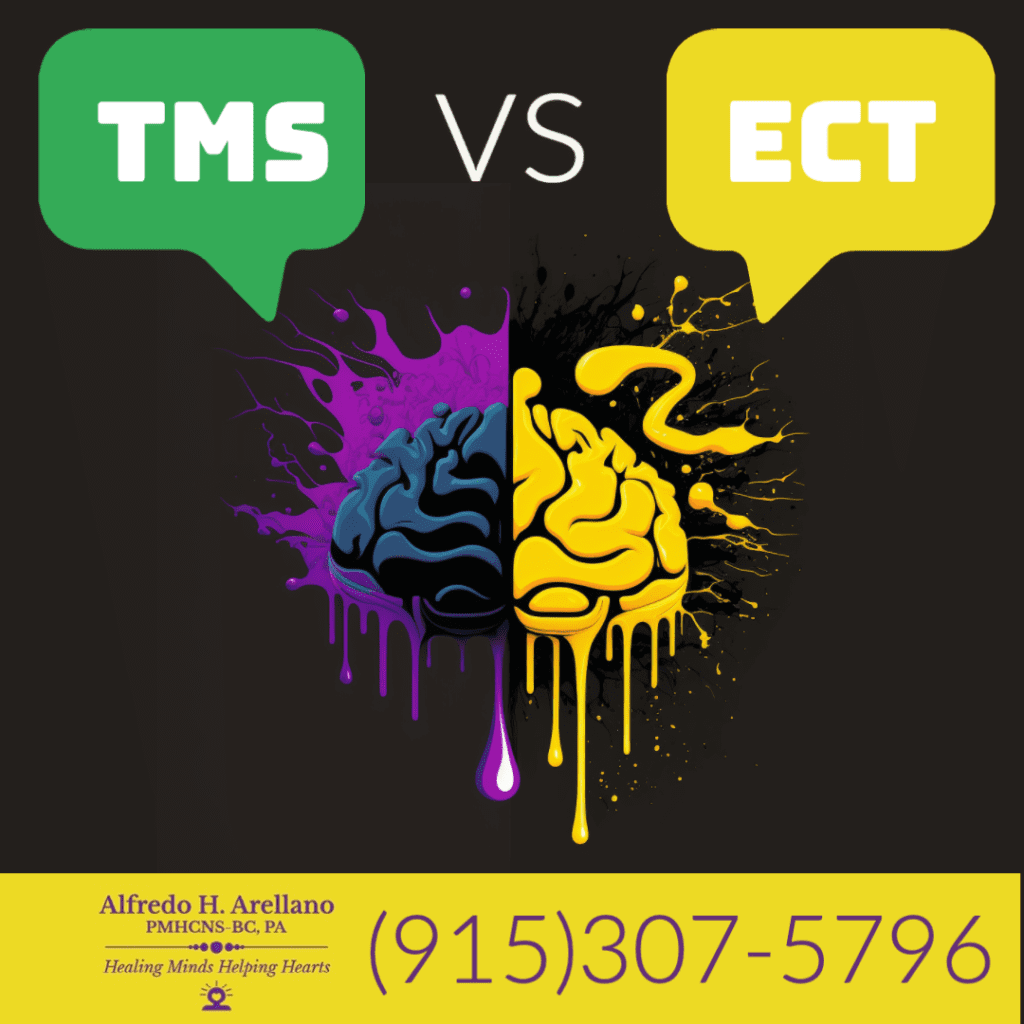 TMS VS ECT GRAPHIC - A BRAIN THAT IS COLORFUL